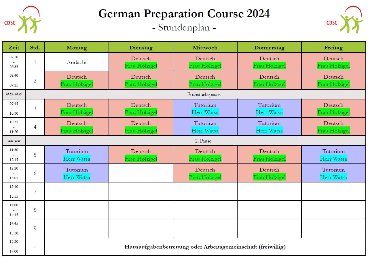 German Preparation Course - Christliche Deutsche Schule Chiang Mai (CDSC)